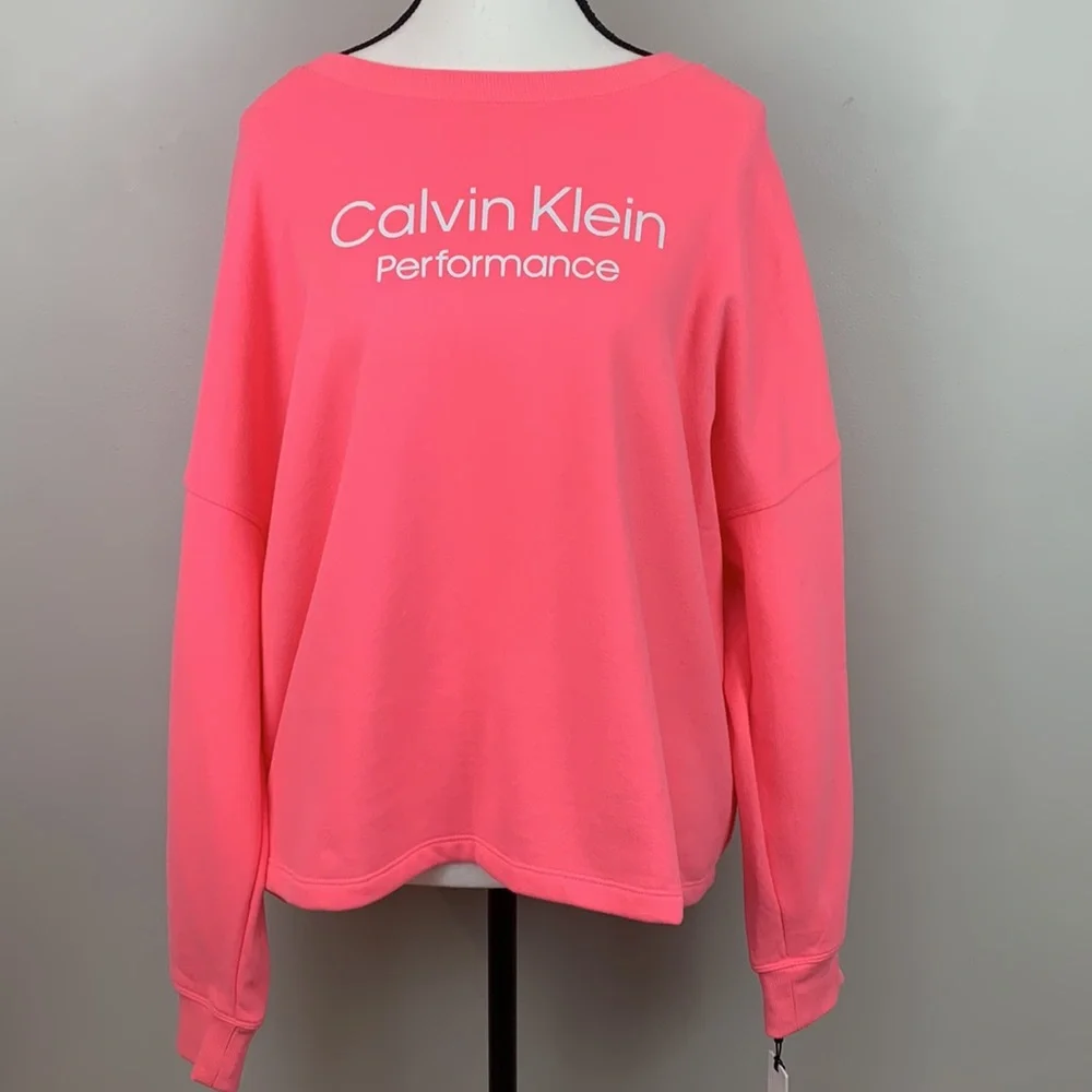 Calvin Klein Performance Bubble Gum Pink Crew Neck Sweatshirt NEW!
